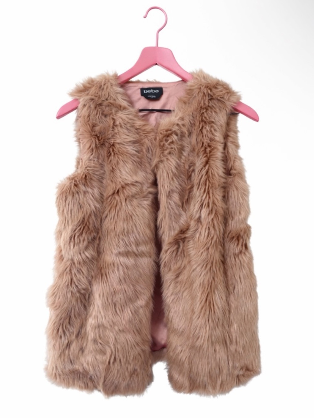 Bebe Tan Faux Fur Womens Vest Size Small Blush Pink